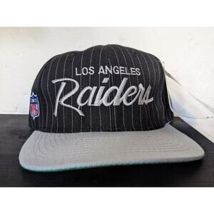 NEW LA Raiders 90s SCRIPT Sports Specialties snapback Pinstripe hat NFL vtg NWT